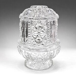 Vintage Indiana Glass Stars & Bars Fairy Lamp Clear Candle Holder 2 Piece 6.5"